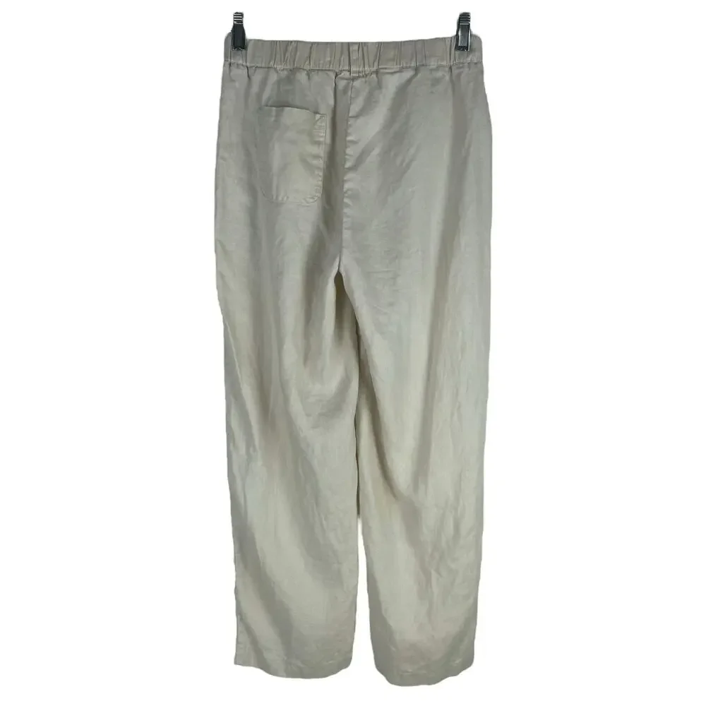 Quince 100% European Linen Drawstring Crop Pants Sand Beige Size XS